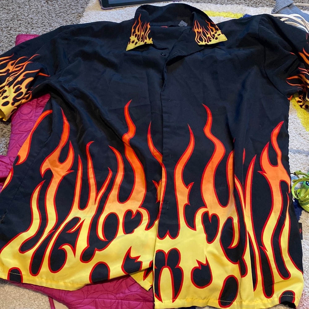 Flame button up shirt